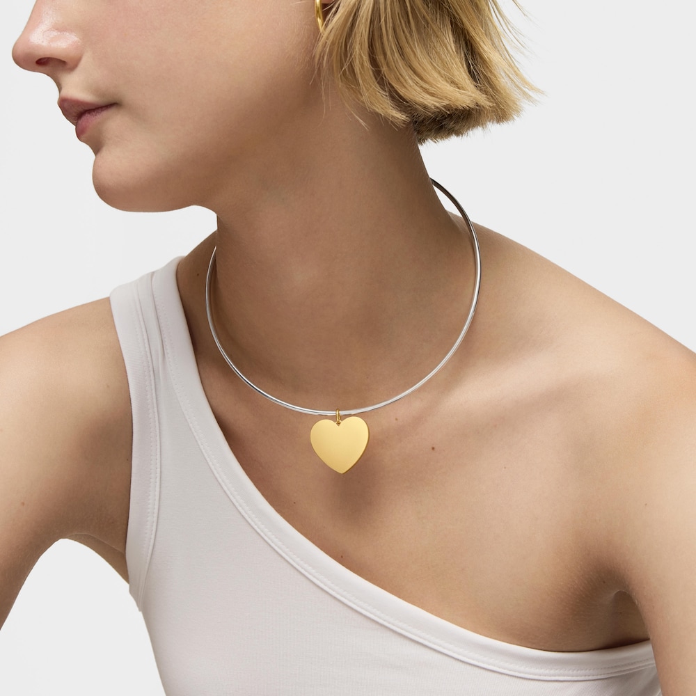 Colgante mediano corazón con baño de oro 18 kt sobre plata 27 mm Sweet Dolls image number 6